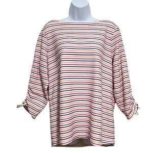 Talbots Striped Boat Neck 3/4 Sleeve Top 1X